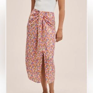 Mango Red Floral Print Skirt NWT